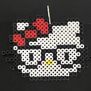 Nerd Hello Kitty Key Chain Made with Perler Fuse Beads